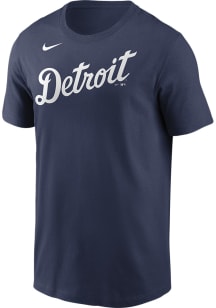 Nike Detroit Tigers Navy Blue Alt Wordmark Short Sleeve T Shirt