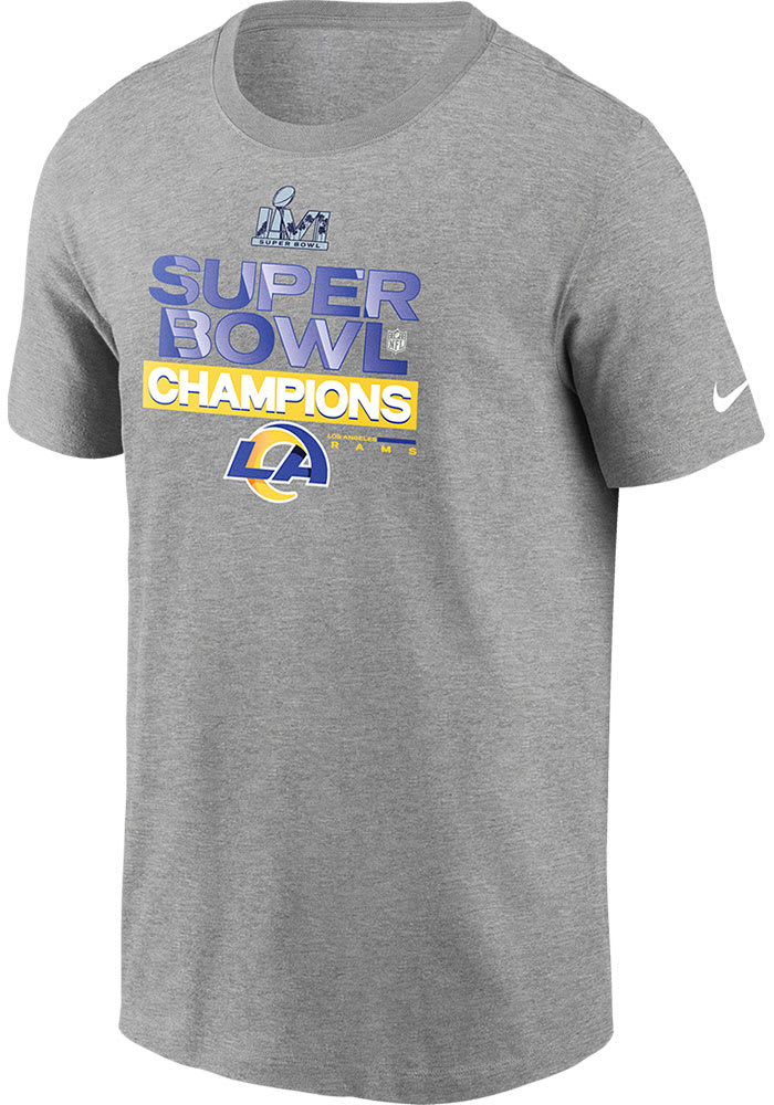 Nike Los Angeles Rams Grey SBLVI TROPHY CHAMPS Short Sleeve T Shirt