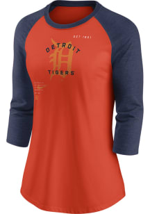 Nike Detroit Tigers Womens Orange Primetime LS Tee