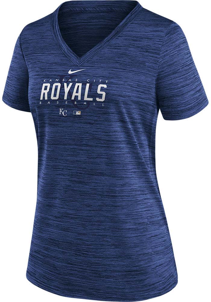 Nike Kansas City Royals Women's Blue Velocity T-Shirt, Blue, 67% POLYESTER/ 33% Cotton, Size S, Rally House