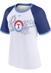 Nike Texas Rangers Womens White Rewind Short Sleeve T-Shirt