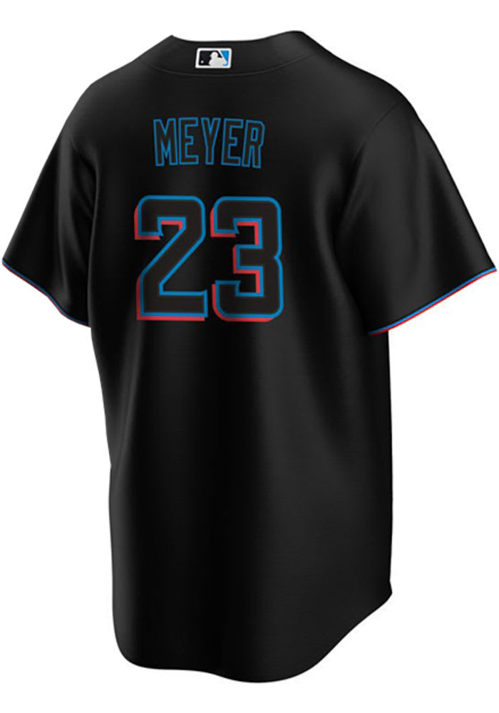 Max Meyer Miami Marlins Alternate Black Baseball Player Jersey — Ecustomily