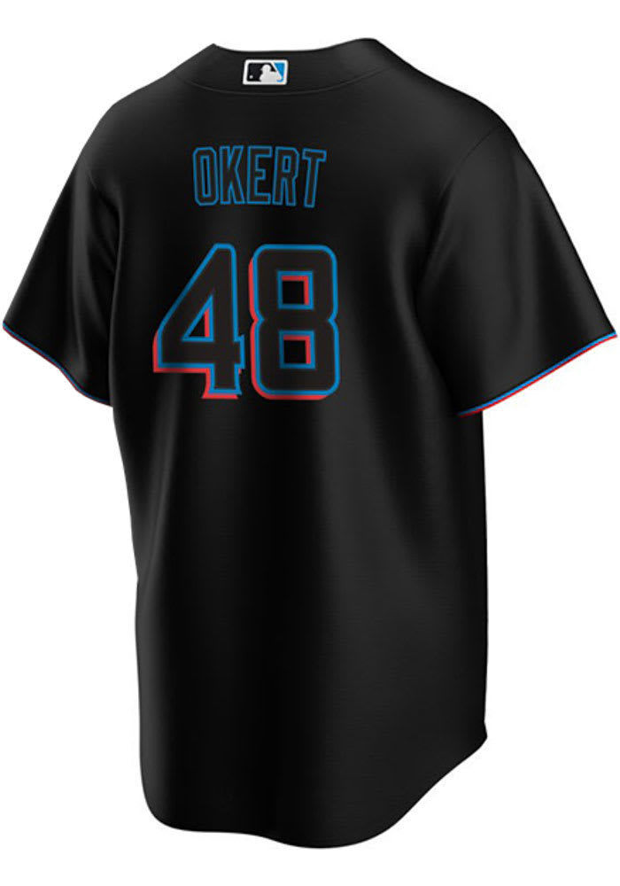 OKERT size 48 #48 2021 MIAMI MARLINS game jersey issued black ALT