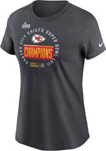 Nike Kansas City Chiefs Womens Charcoal 2022 Super Bowl Champs Trophy Short Sleeve T-Shirt