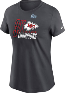 Nike Kansas City Chiefs Womens Charcoal 2022 Super Bowl Champs Multi Champs Short Sleeve T-Shirt