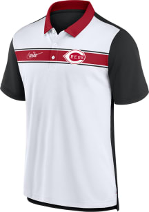 Nike Cincinnati Reds Mens White Rewind Stripe Short Sleeve Polo
