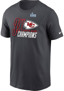 Nike Kansas City Chiefs Grey 2022 Super Bowl LVII Multi Champions Short Sleeve T Shirt