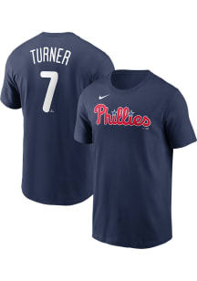 Trea Turner Philadelphia Phillies Navy Blue Name Number Short Sleeve Player T Shirt