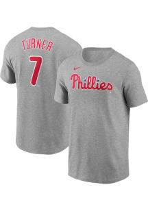 Trea Turner Philadelphia Phillies Grey Name Number Short Sleeve Player T Shirt