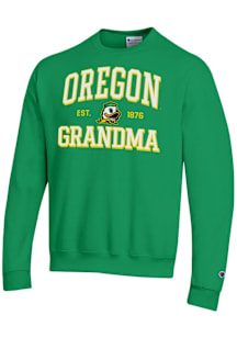 Champion Oregon Ducks Mens Green Est. Date Grandma Powerblend Long Sleeve Crew Sweatshirt