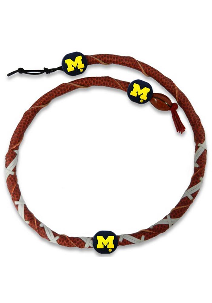 Michigan Wolverines Spiral Football Mens Necklace