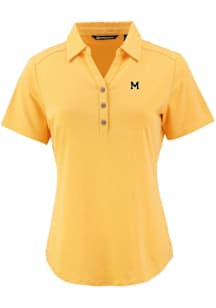 Cutter and Buck Michigan Wolverines Womens Yellow Vault Forge Eco Polo Short Sleeve Polo Shirt