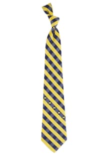 Check Michigan Wolverines Mens Tie - Navy Blue