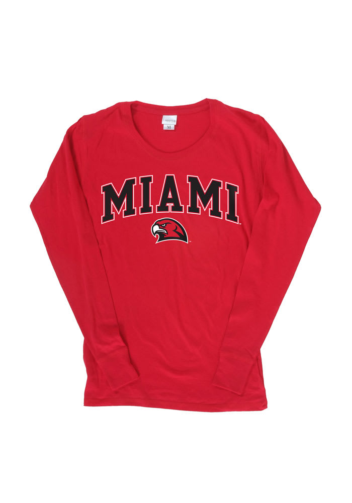 Miami of Ohio Juniors Red Cotton Jersey Long Sleeve Scoop Neck