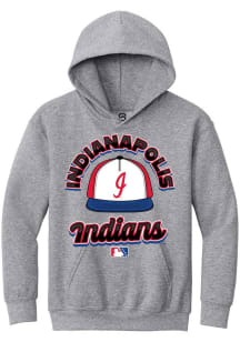 Summit Sportswear Indianapolis Indians Youth Grey Circle Cap Copa Long Sleeve Hoodie