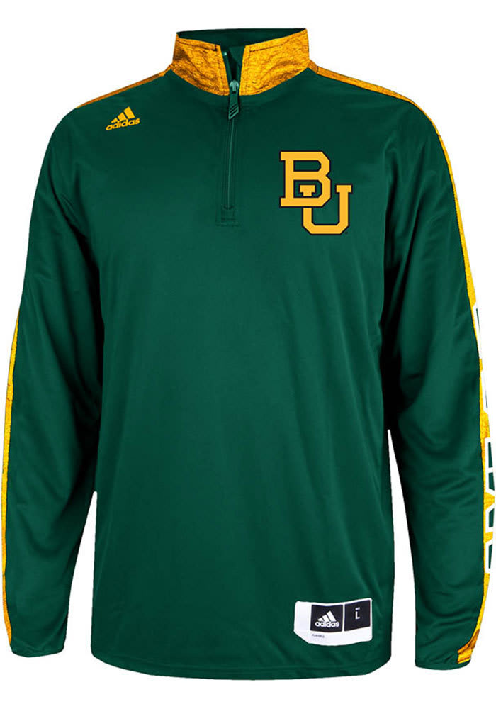 Adidas Baylor Bears Mens Green On Court 1/4 Zip Pullover
