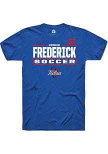 jordan frederick Rally Mens Blue Tulsa Golden Hurricane NIL Stacked Box Player T Shirt