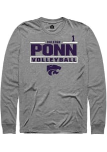 Caleigh Ponn Mens Graphite K-State Wildcats NIL Stacked Box Long Sleeve Player T Shirt