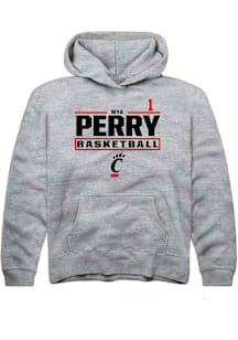 Mya Perry Rally Cincinnati Bearcats Youth NIL Stacked Box Long Sleeve Player Hoodie Grey
