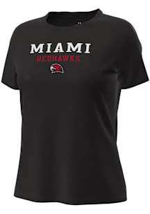 Under Armour Miami RedHawks Womens Black Stacked over logo Motion Short Sleeve T-Shirt