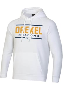 Mens Drexel Dragons White Under Armour Lines Rival Hooded Sweatshirt