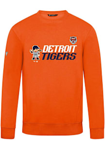 Levelwear Detroit Tigers Mens Orange Zane 8-Bit Baseball Long Sleeve Crew Sweatshirt