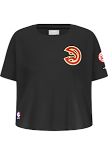 Pro Standard Atlanta Hawks Girls Black Classic Essentials Short Sleeve Fashion T-Shirt