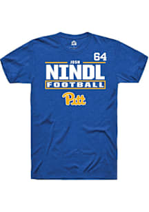 Josh Nindl Pitt Panthers Blue Football NIL Stacked Box Short Sleeve Player T Shirt