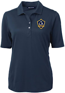 Cutter and Buck LA Galaxy Womens Navy Blue Virtue Eco Pique Short Sleeve Polo Shirt