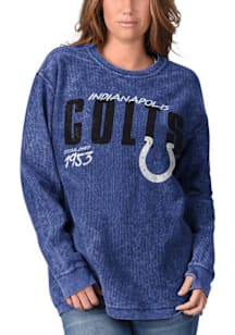 Indianapolis Colts Womens Blue Cozy Corded Crew Sweatshirt