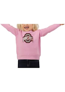 Ohio State Buckeyes Toddler Pink Glitter Long Sleeve Crew Sweatshirt