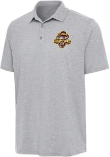 Mens Western Michigan Broncos Grey Antigua 2025 Hockey National Champions Par 3 Short Sleeve Polo..
