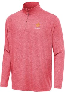 Antigua Army Mens Red Hunk Long Sleeve Qtr Zip Pullover