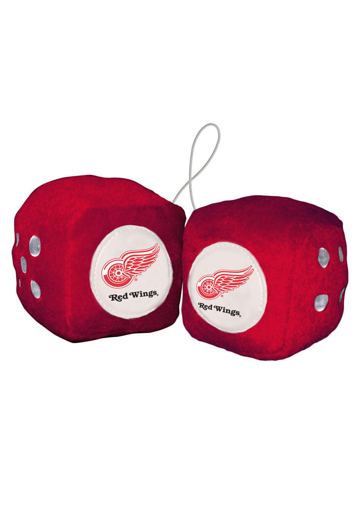 Detroit Red Wings Logo Fuzzy Dice - Red