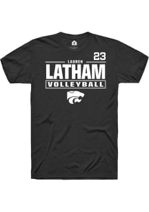 Lauren Latham Rally Mens Black K-State Wildcats NIL Stacked Box Player T Shirt