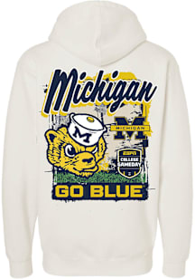 Michigan Wolverines Mens Ivory College Gameday Mascot Runner Long Sleeve Hoodie