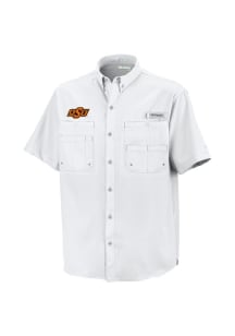 Columbia Oklahoma State Cowboys Mens White Tamiami Fishin Short Sleeve Dress Shirt