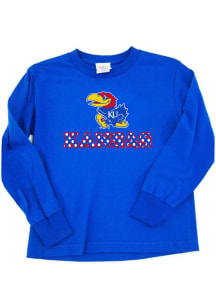 Kansas Jayhawks Toddler Girls Blue Chevron Long Sleeve T Shirt