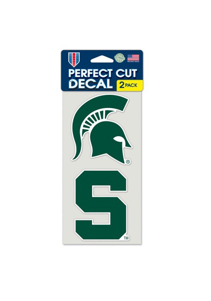 Michigan State Spartans 4x4 2 Pack Perfect Cut Auto Decal - Green