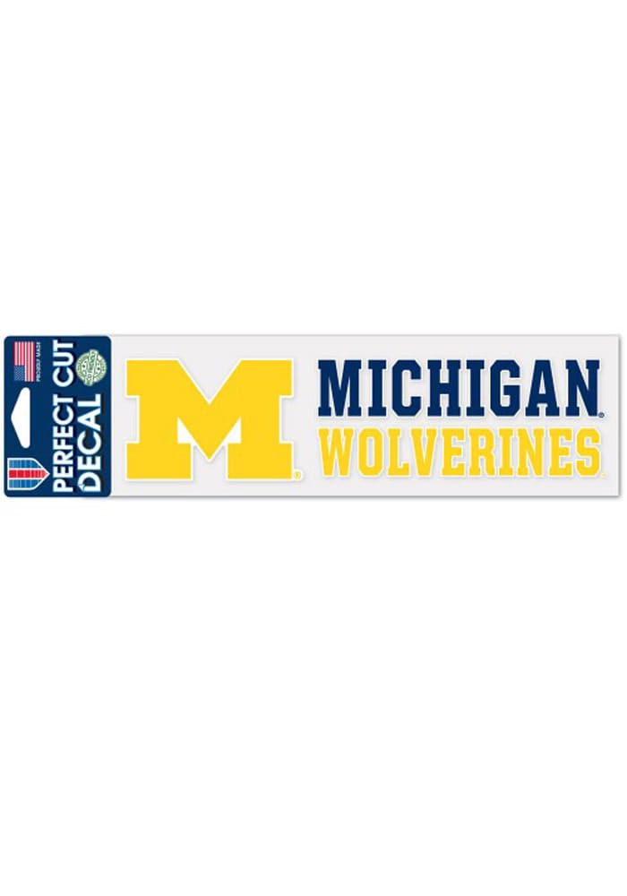 Michigan Wolverines 3x10 Stacked Perfect Cut Auto Strip - Yellow