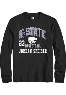 Jordan Speiser Mens Black K-State Wildcats NIL Arch Logo Long Sleeve Player T Shirt