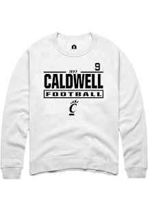 Jeff Caldwell Cincinnati Bearcats Mens White Football NIL Stacked Box Player Crew