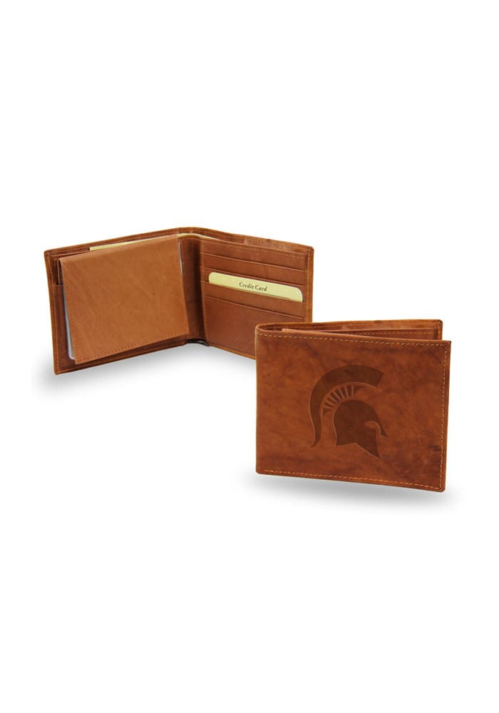 Michigan State Spartans Embossed Leather Mens Bifold Wallet