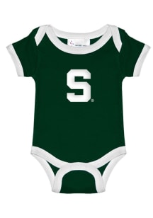 Michigan State Spartans Baby Green Ringer Short Sleeve One Piece