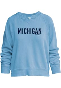 Michigan Womens Light Blue Wordmark Crew Sweatshirt