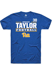 Emmanuel Taylor Pitt Panthers Blue NIL Stacked Box Short Sleeve Player T Shirt