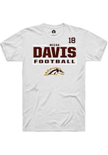 Micah Davis Western Michigan Broncos White Football NIL Stacked Box Short Sleeve Player T Shirt