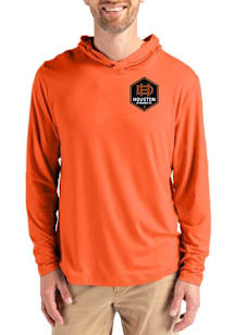 Cutter and Buck Houston Dynamo Mens Orange Coastline Eco Long Sleeve Lightweight Hoodie