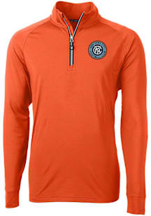 Cutter and Buck New York City FC Mens Orange Adapt Eco Knit Long Sleeve Qtr Zip Pullover