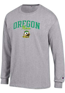Champion Oregon Ducks Grey Mom Script Jersey Long Sleeve T Shirt